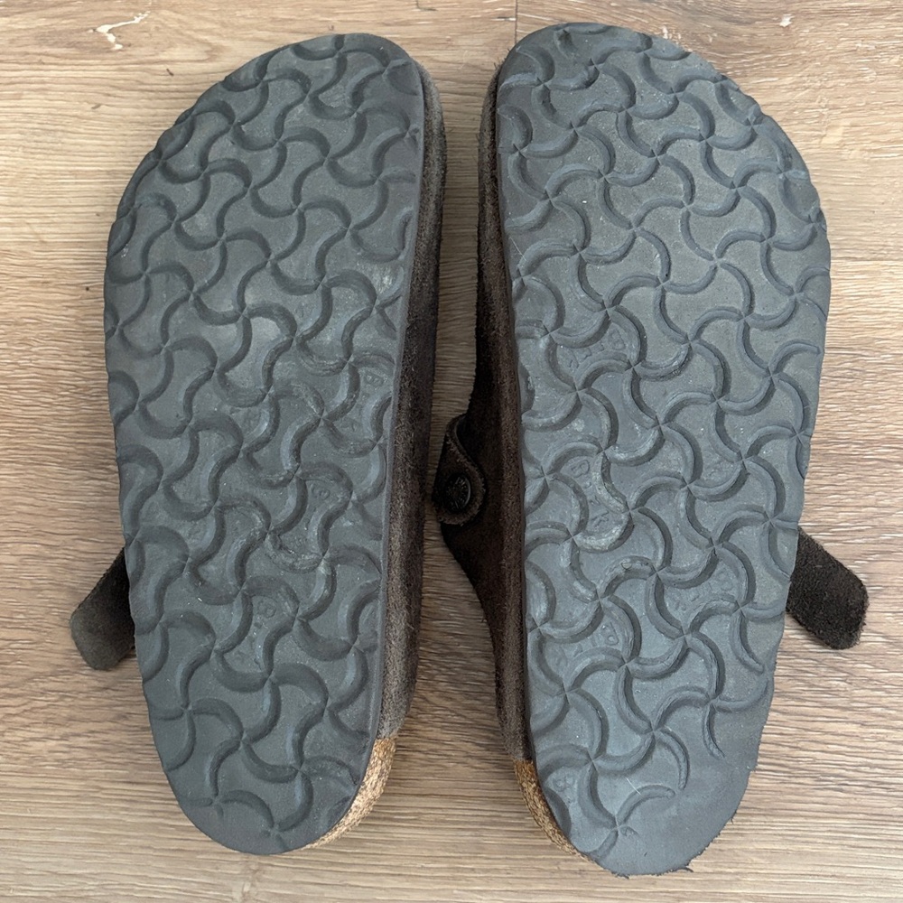 Birkenstock Dark Brown Suede Boston Clog Soft Footbed 38 - Picture 3 of 4